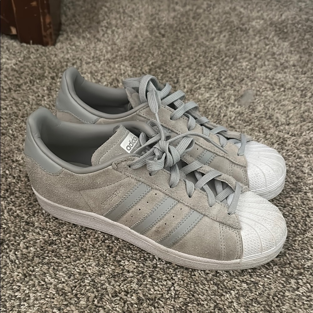 Adidas Light Gray Suede Sneakers